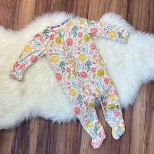 Magnetic Me Primrose Cottage Modal Ruched Ruffle Footie Onesie • Size 3/6M